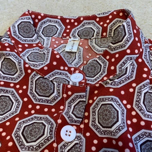 ShiLong Fashion Red Medallion Sleeveless Maxi Shirt Dress Size XXL** - Picture 4 of 10